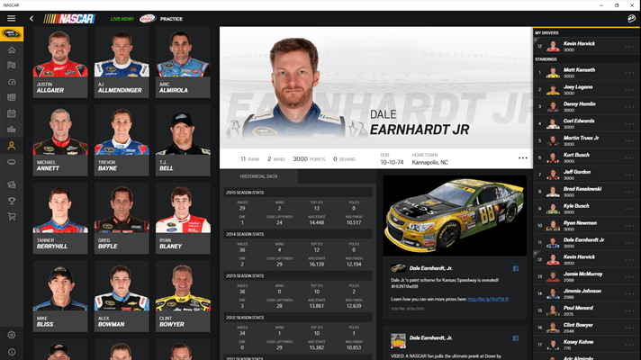 NASCAR app for Windows 10