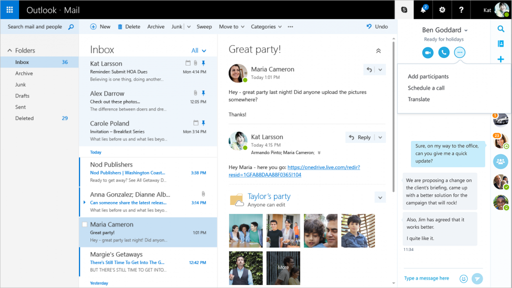 New Outlook.com 2 Skype