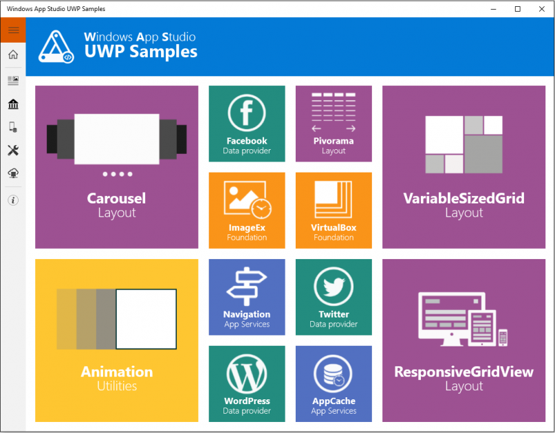 Windows 10, Windows App Studio UWP Samples