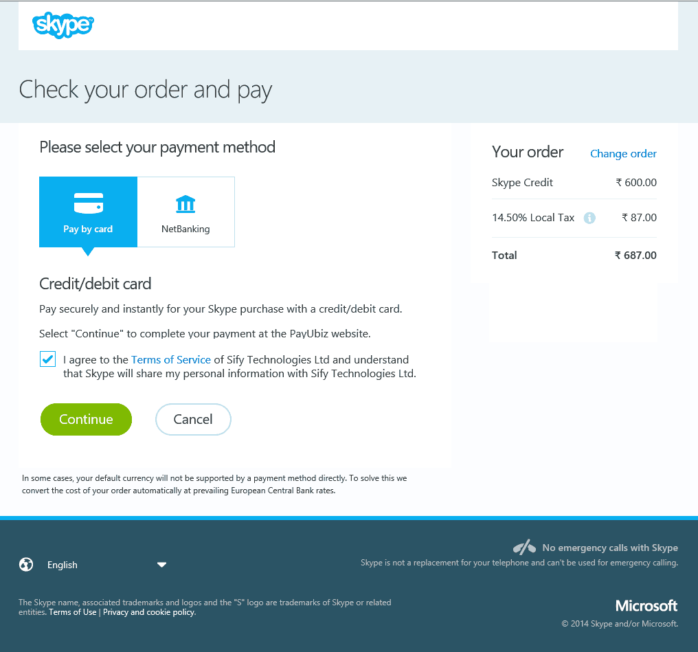 Pay by credit, debit card or NetBanking.