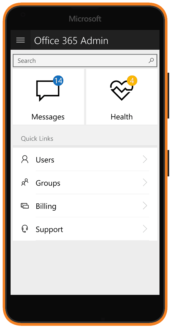 The new Office 365 Admin app.