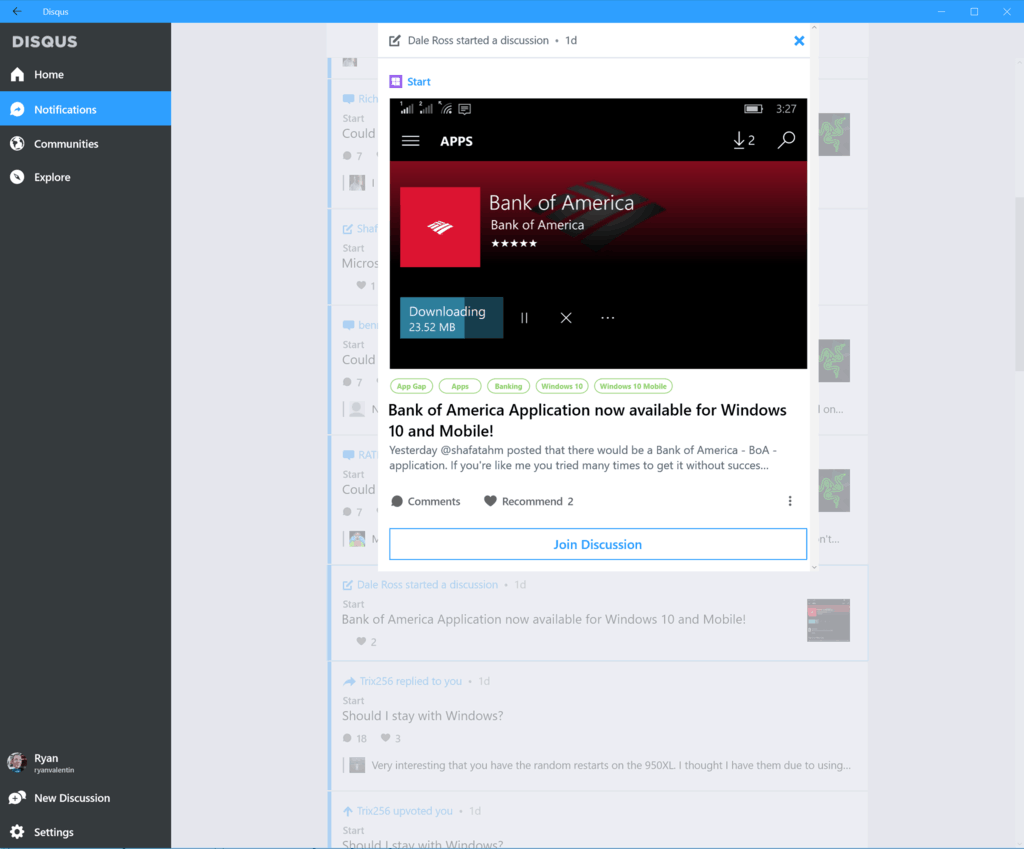 The Disqus Windows 10 app.