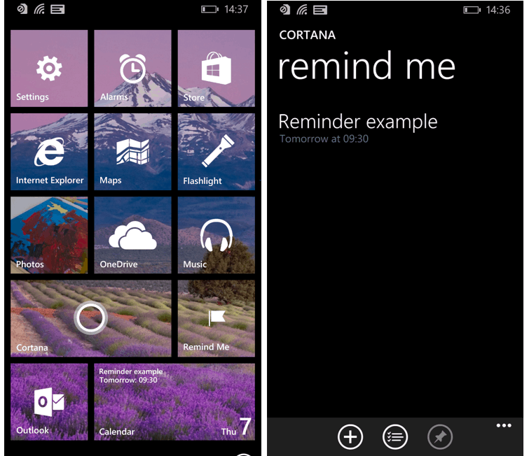 You could pin Cortana reminders on Windows Phone 8.1.