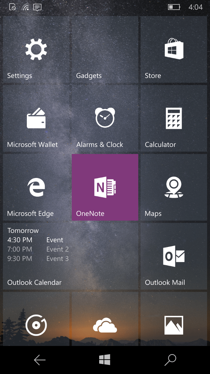 The Outlook Calendar Live Tile can now display up to three upcoming events.