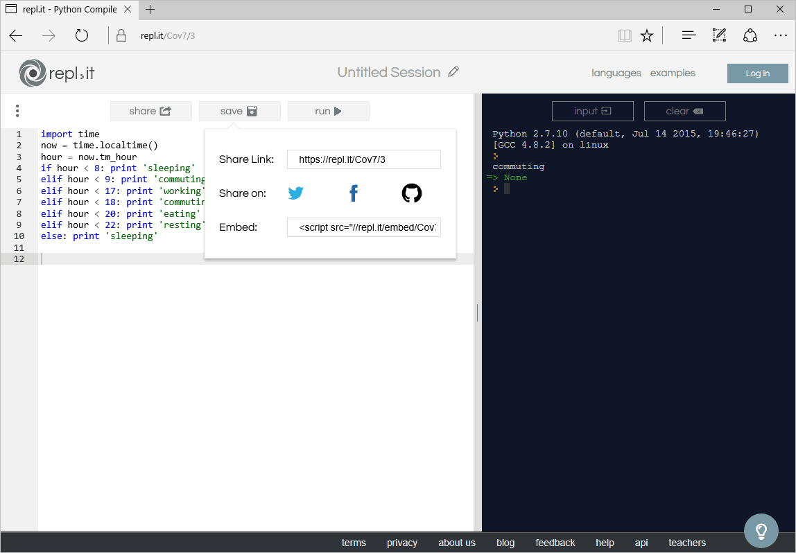 Copy the Share Link from Repl.it