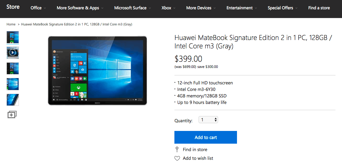 Huawei Matebook US Microsoft sTORE