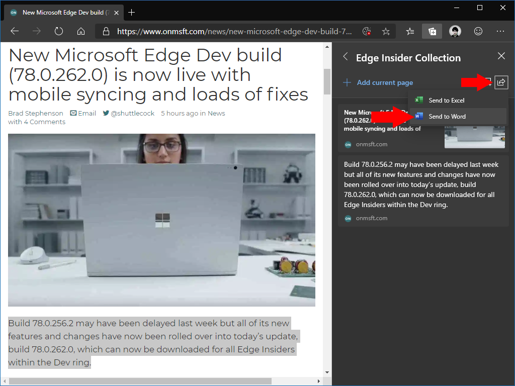 Collections in Microsoft Edge Insider