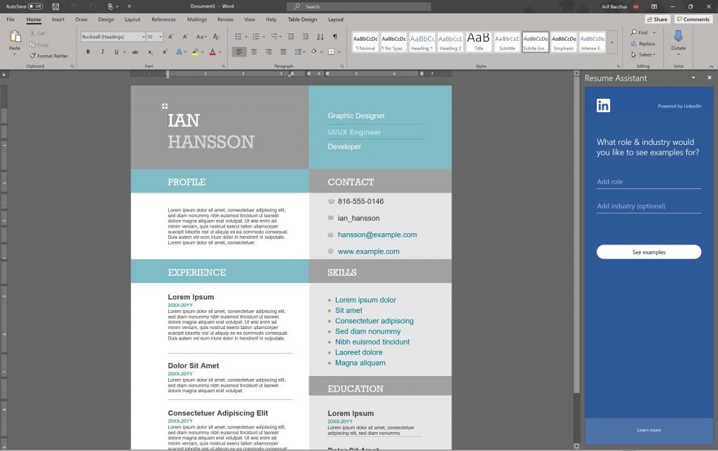 linkedin resume assistant word How to make a professional looking resume in Word in Office 365