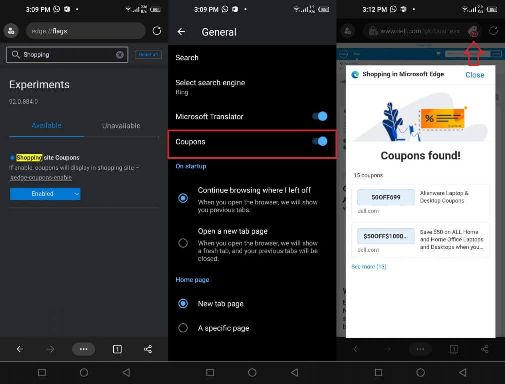 Microsoft Edge Canary On Android Can Now Display Coupons On Shopping Sites OnMSFT