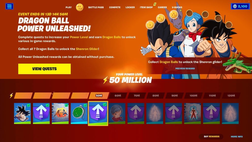 Fortnite Dragon Ball Super event