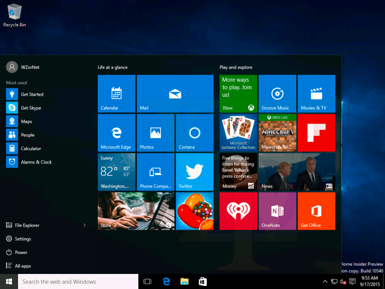 Windows 10 TH2 build 10540