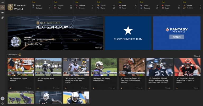 NFL App on Windows 10