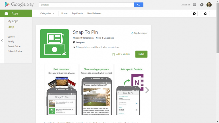 Snap to Pin on Google Play