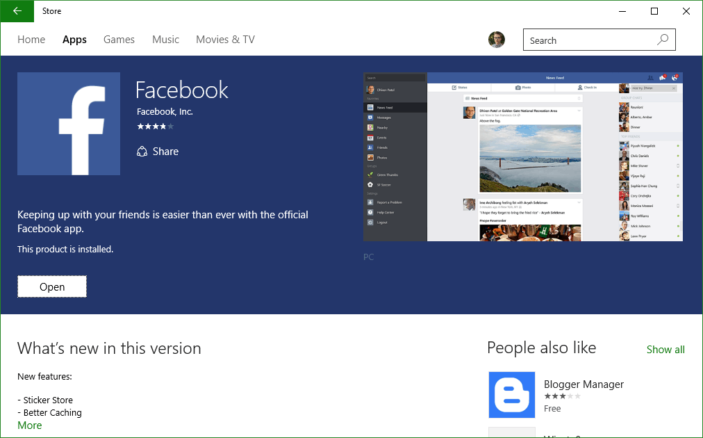 facebook desktop app windows 10