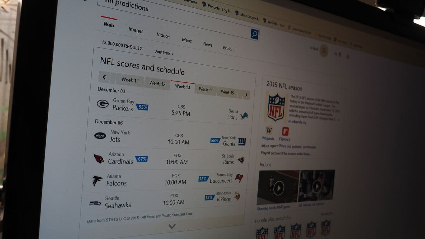 Bing Predicts scores with 10-6 record in NFL Week 12 - OnMSFT.com