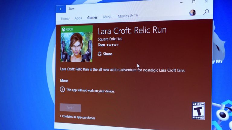 Lara Croft Windows Store