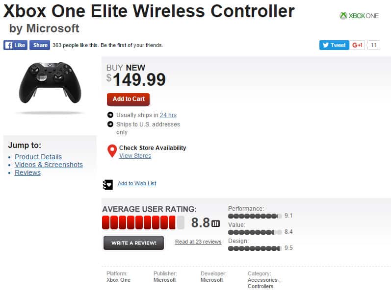 xbox one controller elite gamestop