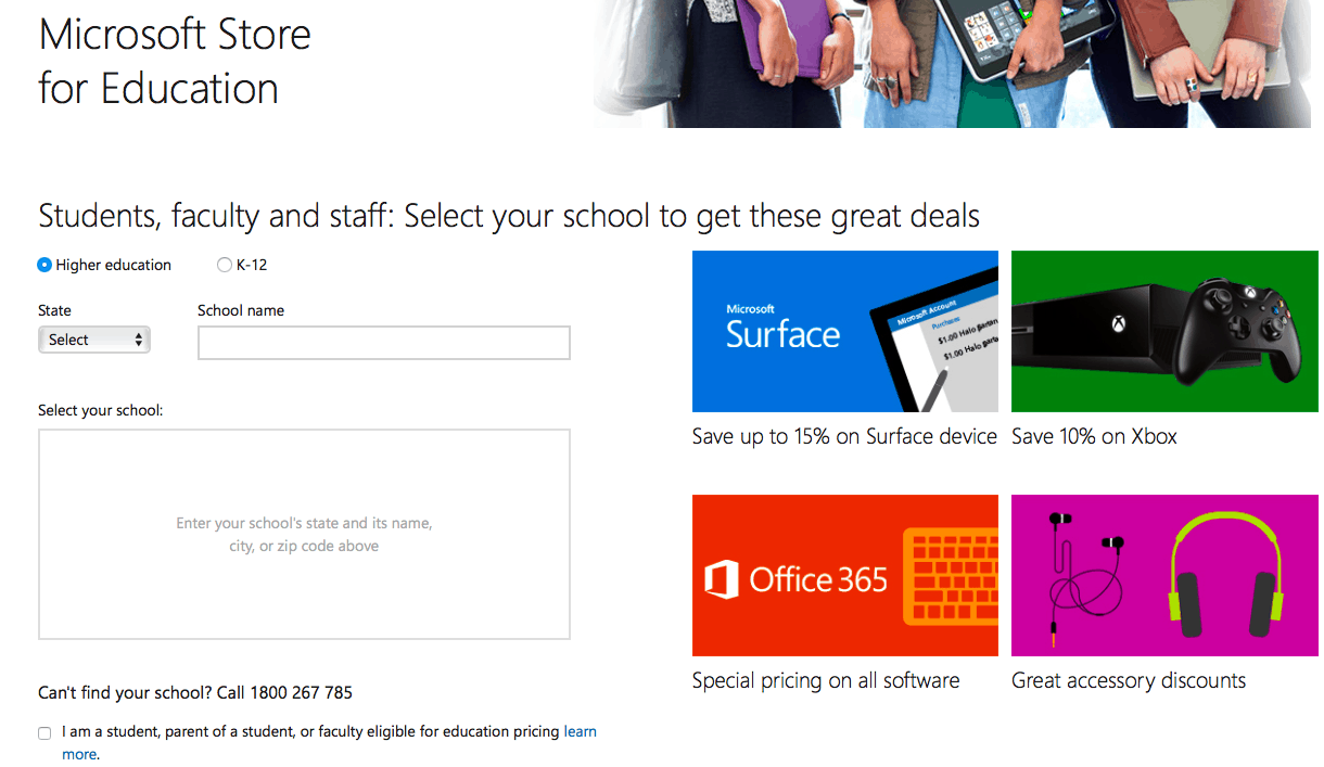 microsoft student discount in store
