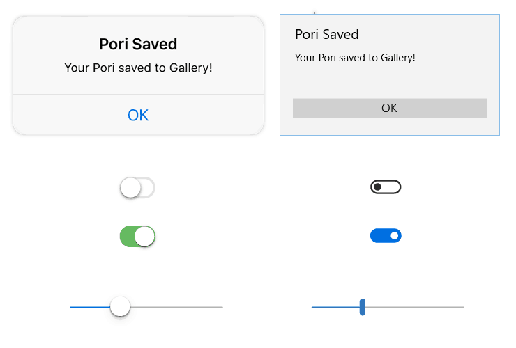 An example of the default iOU controls translated to Windows versions.