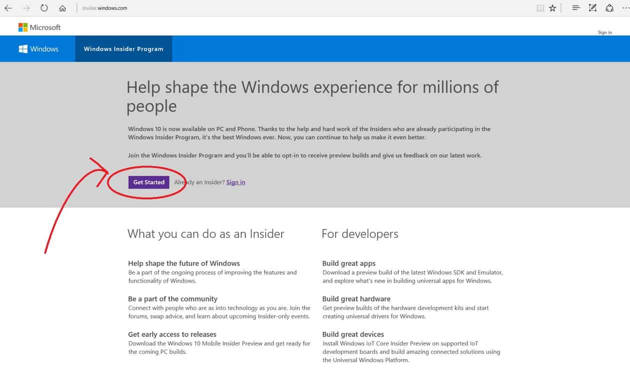 insider program windows 10 download