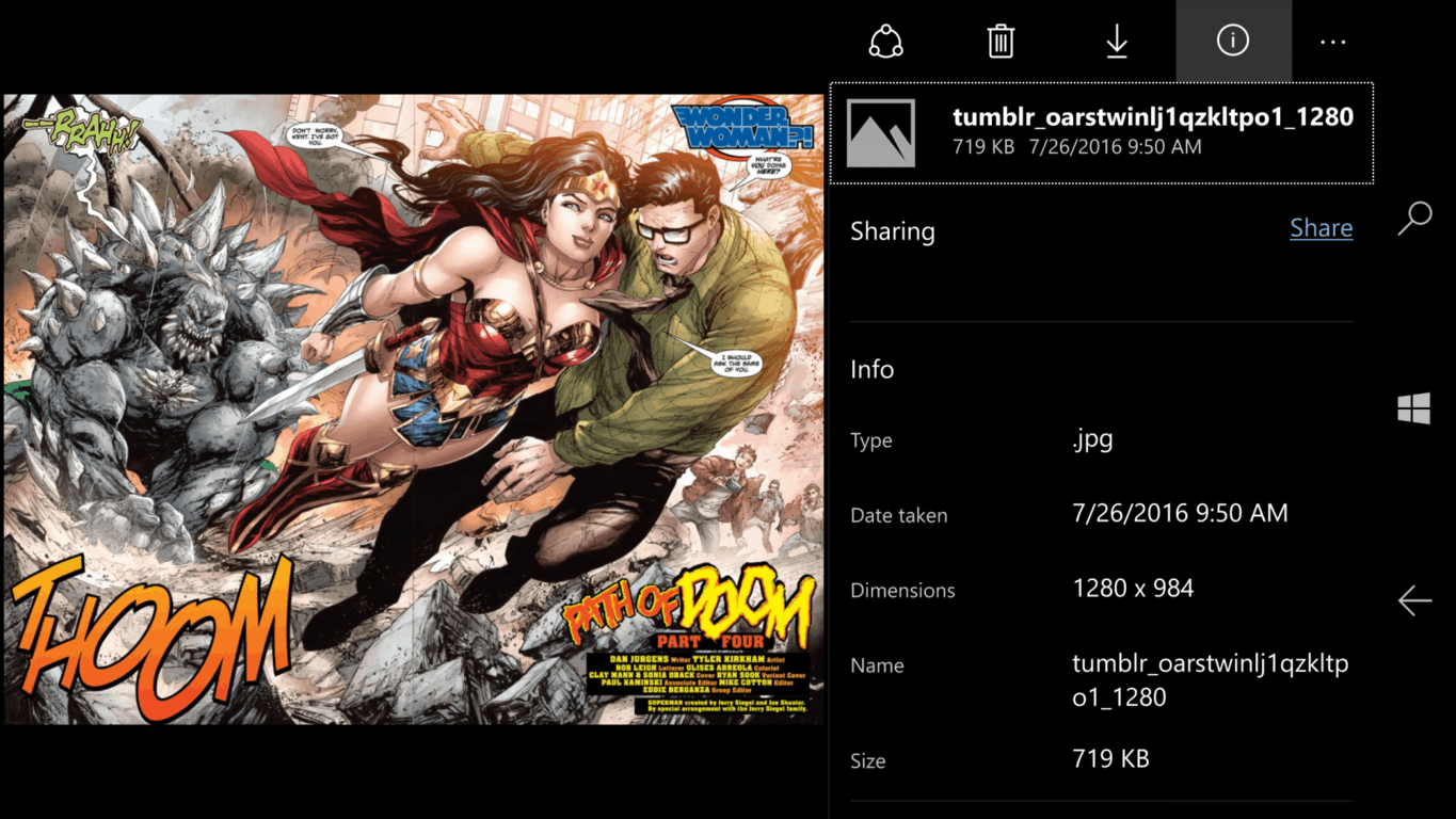 Windows 10 Mobile OneDrive app image view