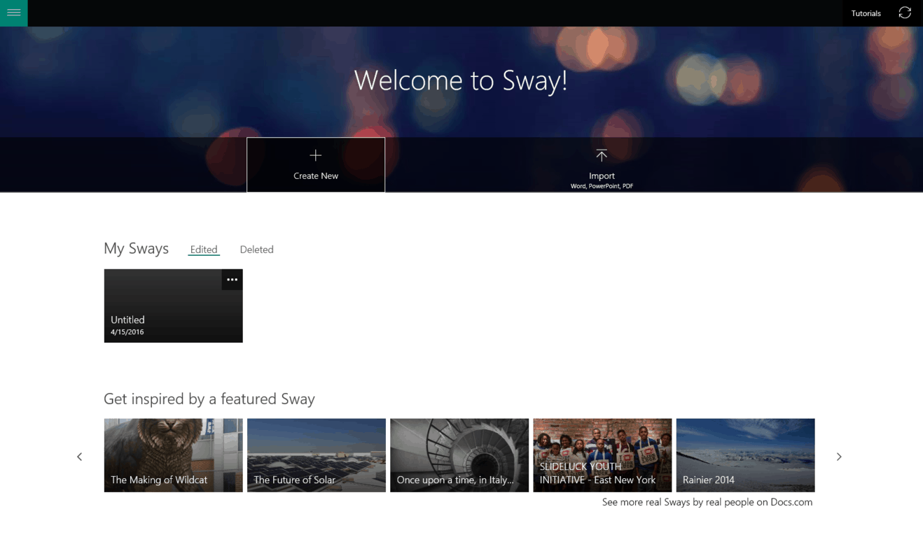 The redesigned the My Sways page.