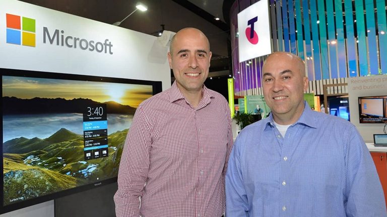 Gianpaolo Carraro, Director Global Applications, Global Products, Telstra (L) and Giovanni Mezgec, General Manager, Office 365 Partners, Microsoft (R)
