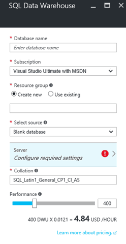 Microsoft Azure SQL w/ new default collations for Data Warehouse