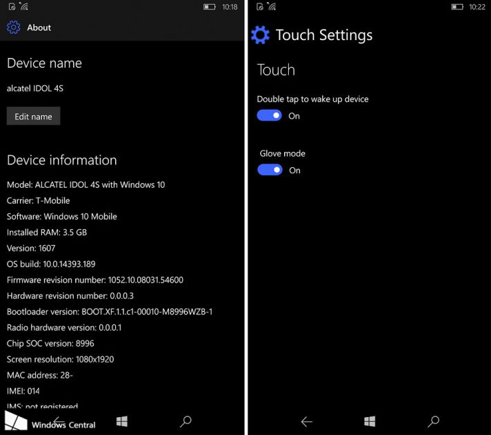 The Alcatel Idol 4 S supports two classic Lumia features.