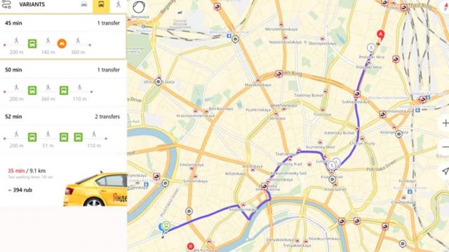 Yandex.Maps app on Windows 10