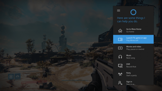 Cortana Xbox One overlay
