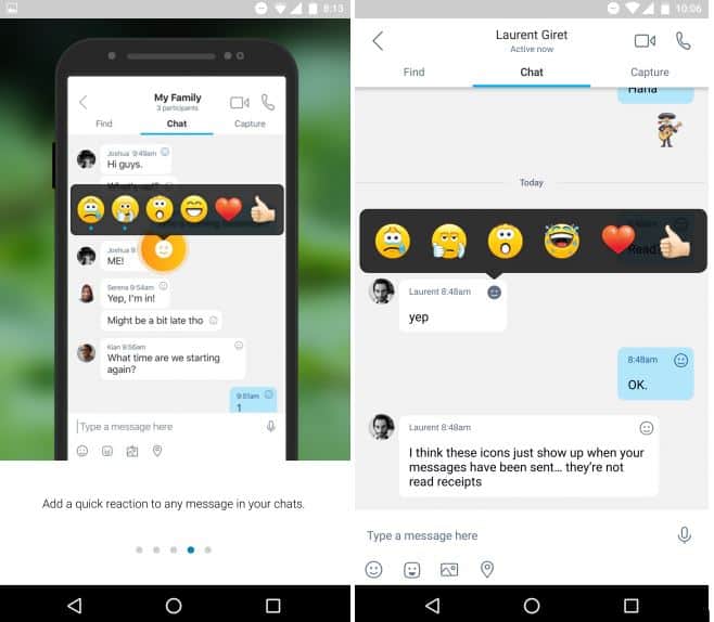 reactions Skype RPeview Android