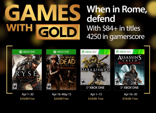 Xbox Live Games With Gold For April 2017