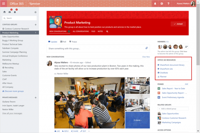 Yammer integration with Office 365 Groups now rolling out final