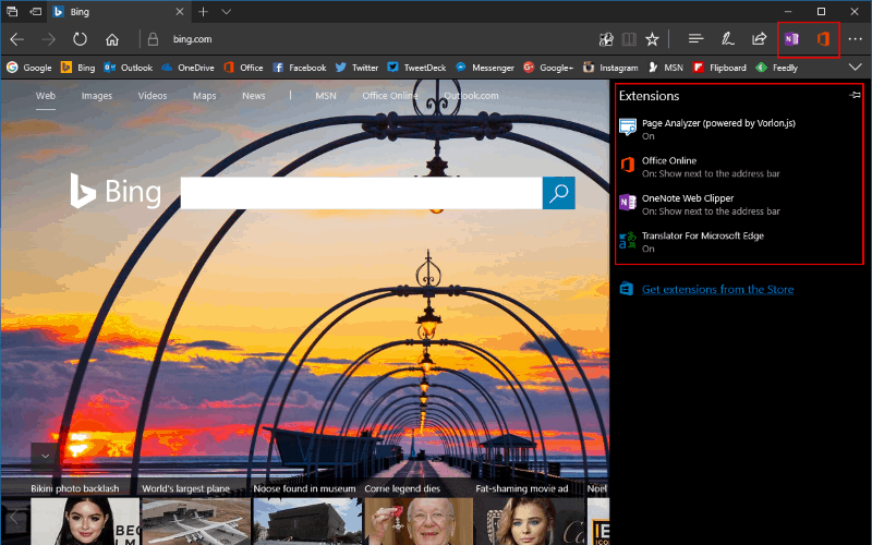 Screenshot showing the Microsoft Edge extension settings pane