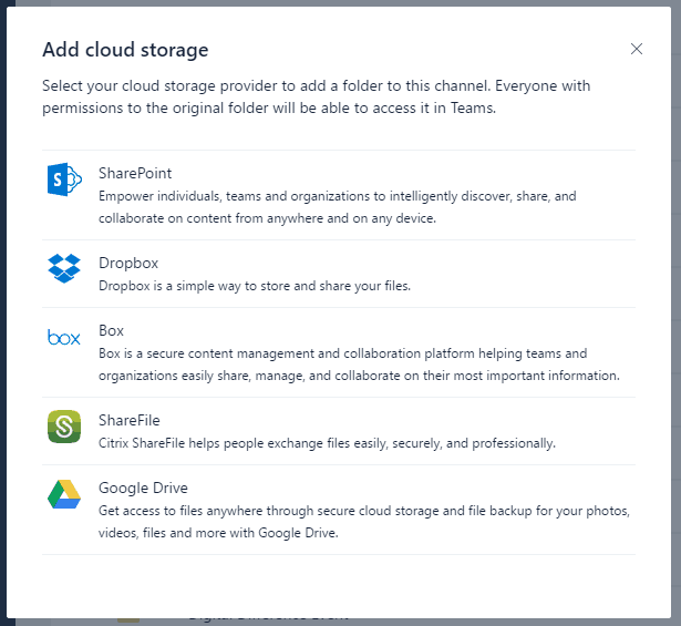 Microsoft Teams Adds Dropbox Google Drive Box Drive Sharefile Integrations For Cloud Storage Onmsft Com