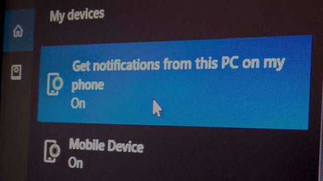 Photo of Cortana sync settings screen