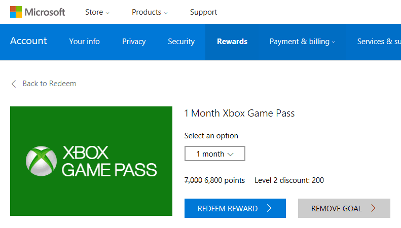 xbox redeem points