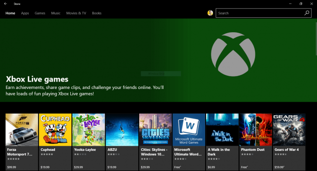 Xbox Live Windows Store