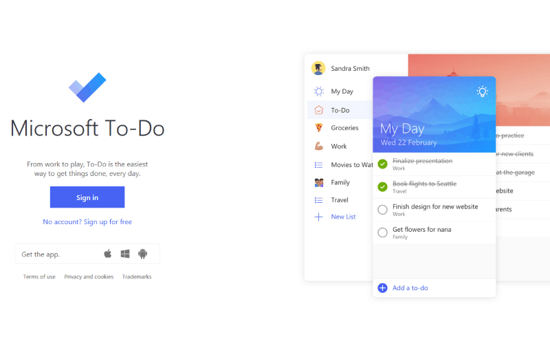 Screenshot of Microsoft To-Do