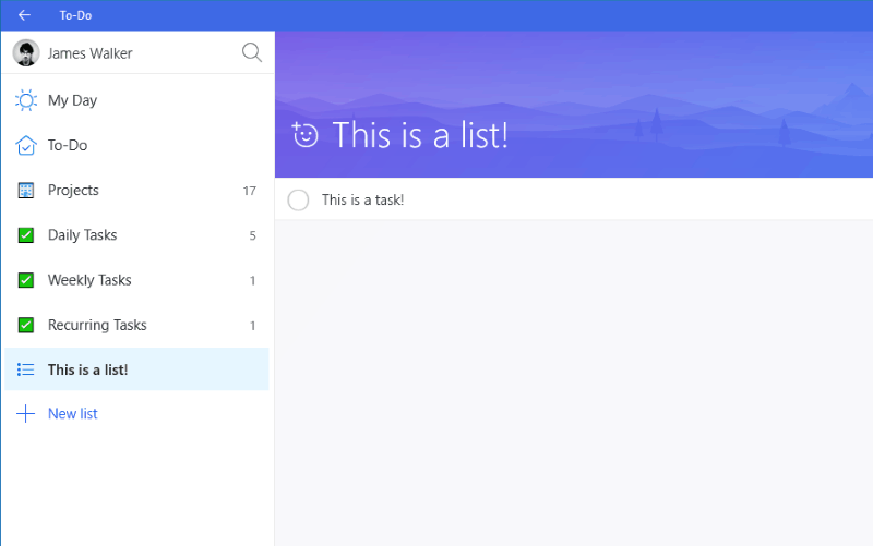 Screenshot of Microsoft To-Do