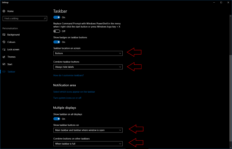 Screenshot of Windows 10 taskbar location