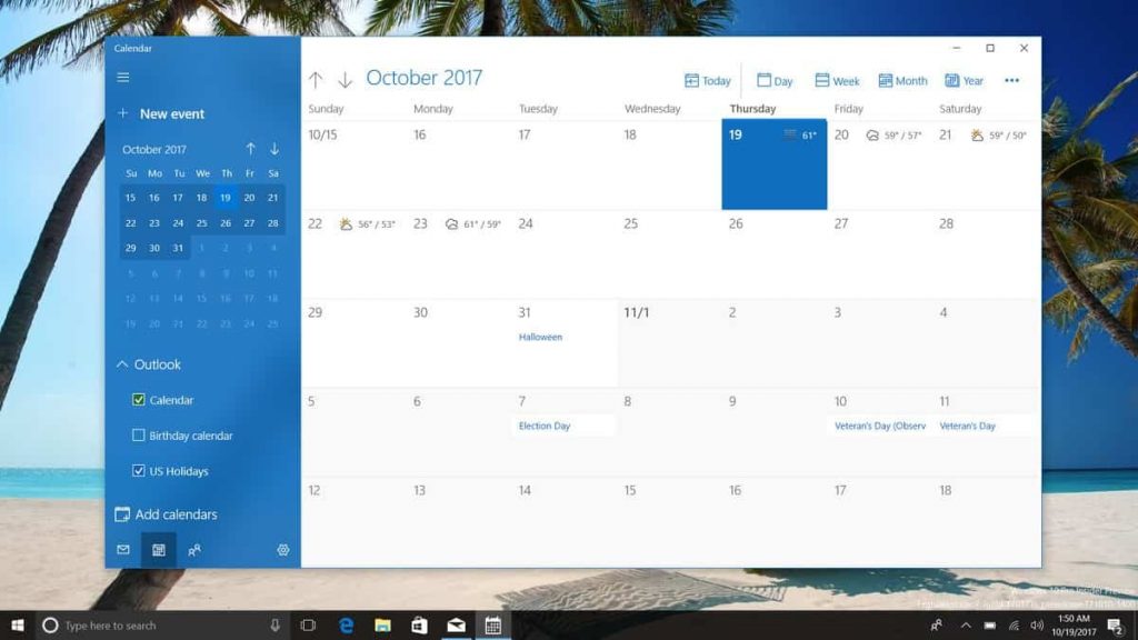 More shots of Windows 10 Fluent Design makeover for Mail and Calendar ...