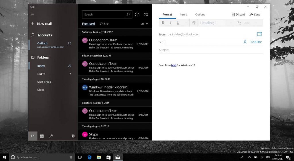 More shots of Windows 10 Fluent Design makeover for Mail and Calendar ...