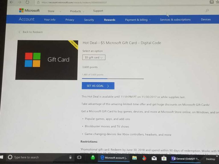 Microsoft, Microsoft Rewards, Xbox, Windows, gift card