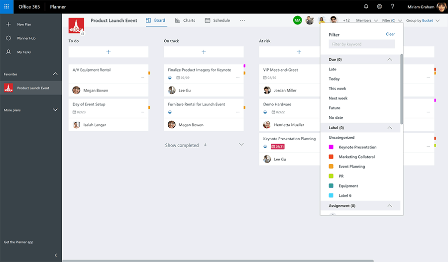 Microsoft Planner gets new Schedule view, Group and Filter options and