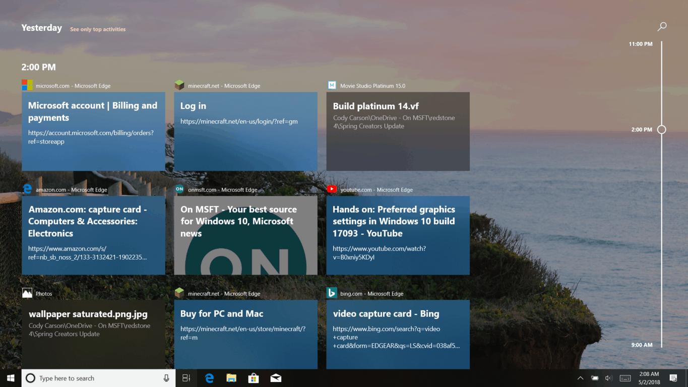 clear task view history windows 10