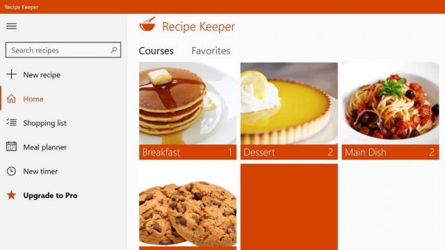 Recipe Keeper app on Windows 10