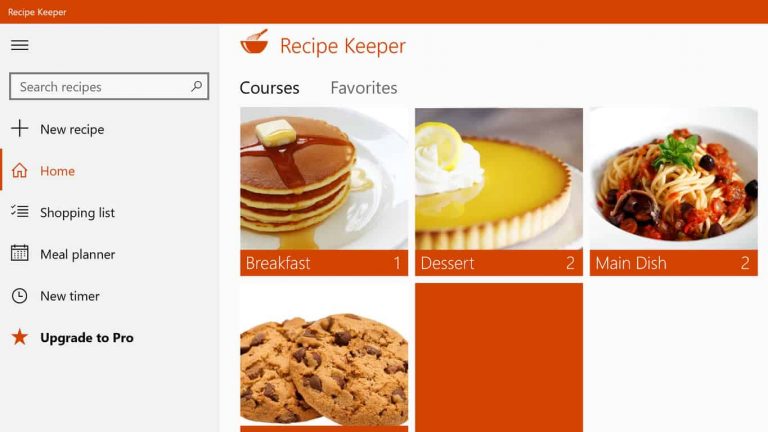 Recipe Keeper app on Windows 10