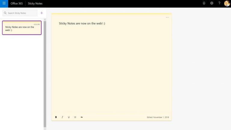 Microsoft Sticky Notes on the web